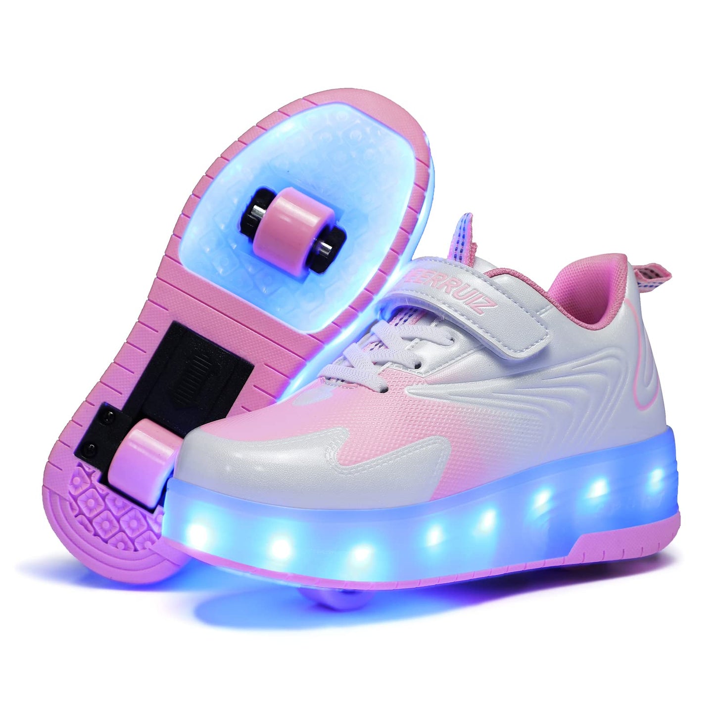 JIANDIAN Kids Roller Skate Shoes - Light Up Wheels, Retractable Wheels Skates Sneakers for Boys & Girls Children