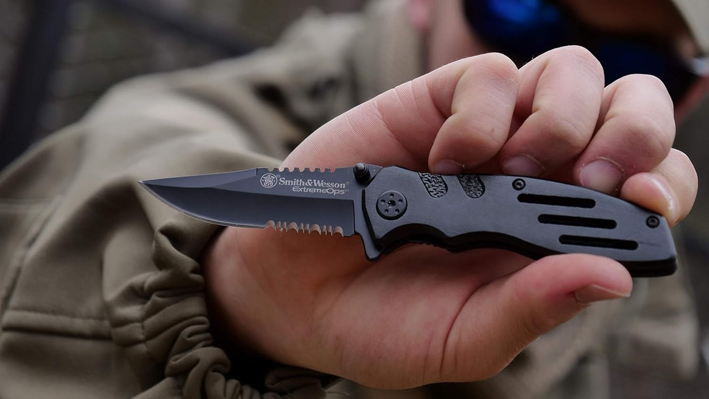 Smith & Wesson Folding Knife - Extreme Ops SWA24S 7.1in Stainless Steel with 3.1in Serrated Blade