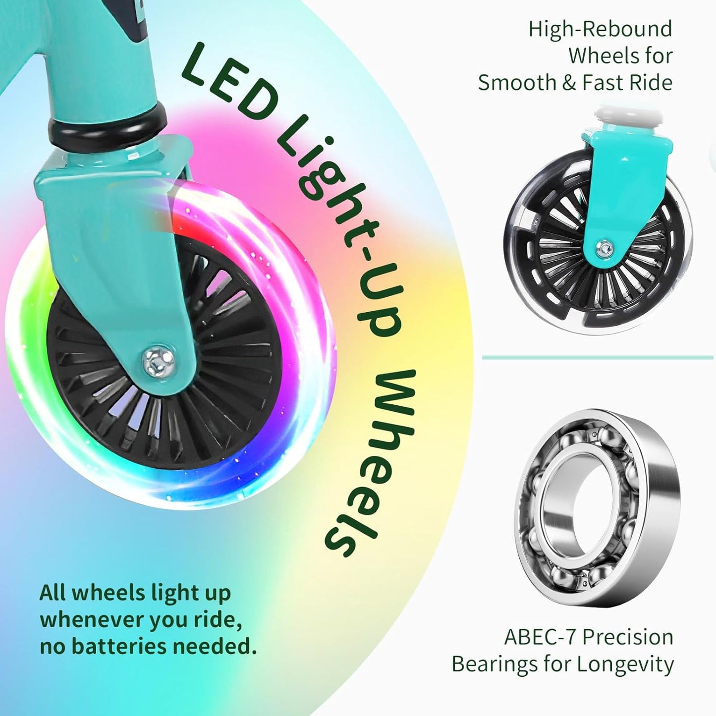 BELEEV V2 Kids Scooter - Light-Up Wheels & Adjustable Height, Foldable Design for Ages 3-12
