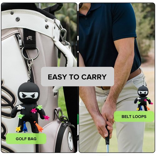 Aliennana Golf Tee Holder, Ninja Portable Funny Golf Tees Holder Keychain Golf Gift Golf Accessories for Men & Women (Black)