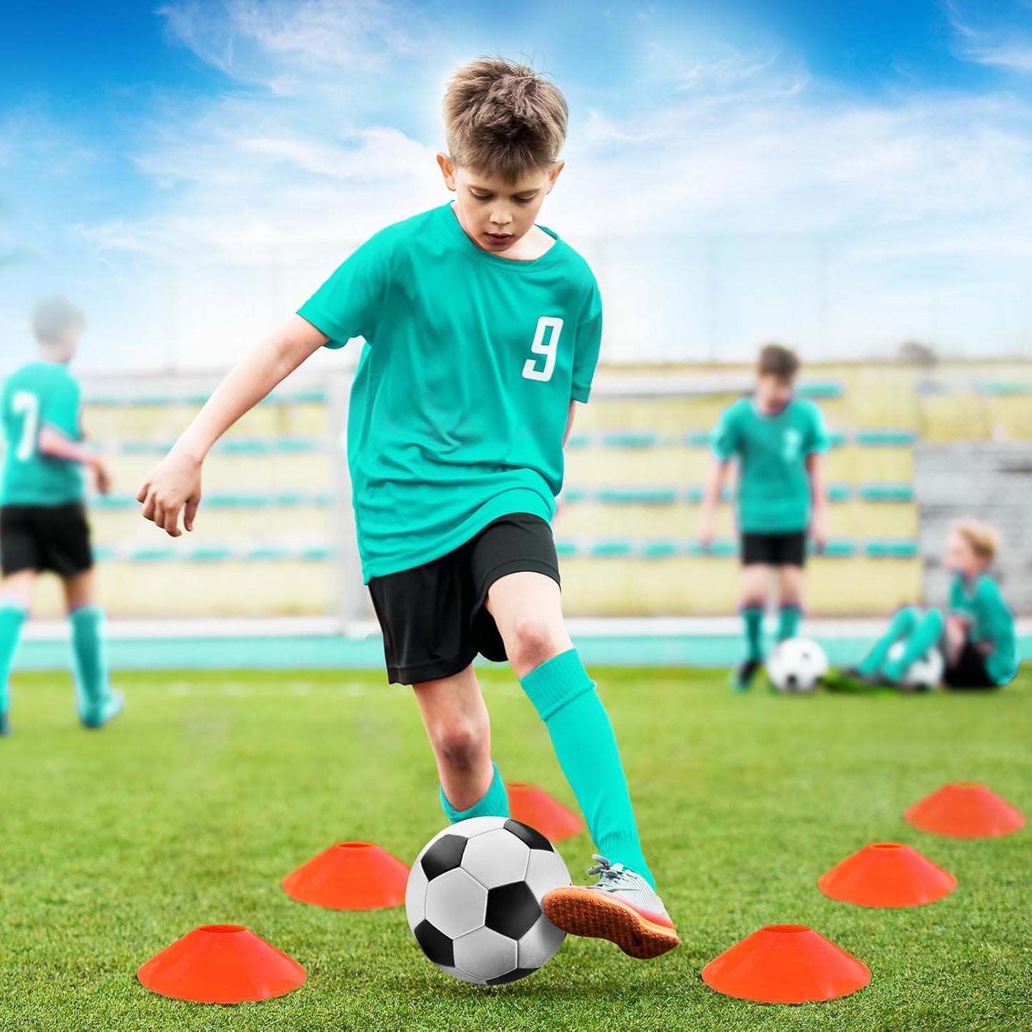Skiennix Kids Soccer Goals - Portable 4' x 3' Training Equipment Set with Pop-Up Net & Ball