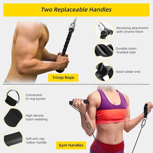 LAT Pulldown Pulley System - Home Gym Cable Machine Attachment for Weight Lifting Workouts