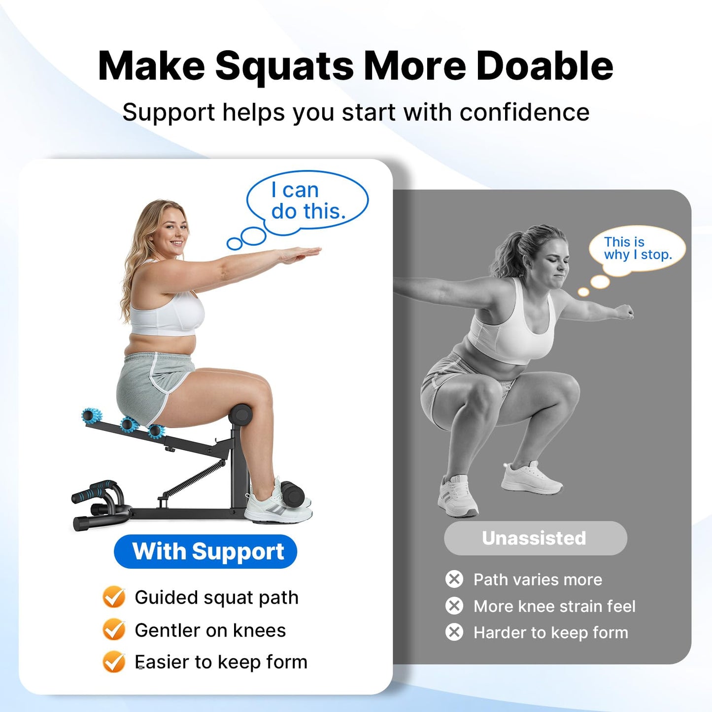 MERACH Upgrade Deep Squat Machine for Overweight, Dual Spring Assist& 350LB Weight Capacity, Glute Trainer Machine, Easy Setup & Leg Home Workout Machine