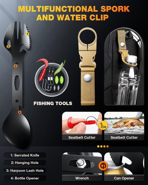 Gifts for Men-Christmas | 21-in-1 Survival Gear & Camping Accessories | Fishing & Hunting Equipment | Unique Birthday Gift for Husband, Dad | Stocking Stuffers & White Elephant Party Gifts