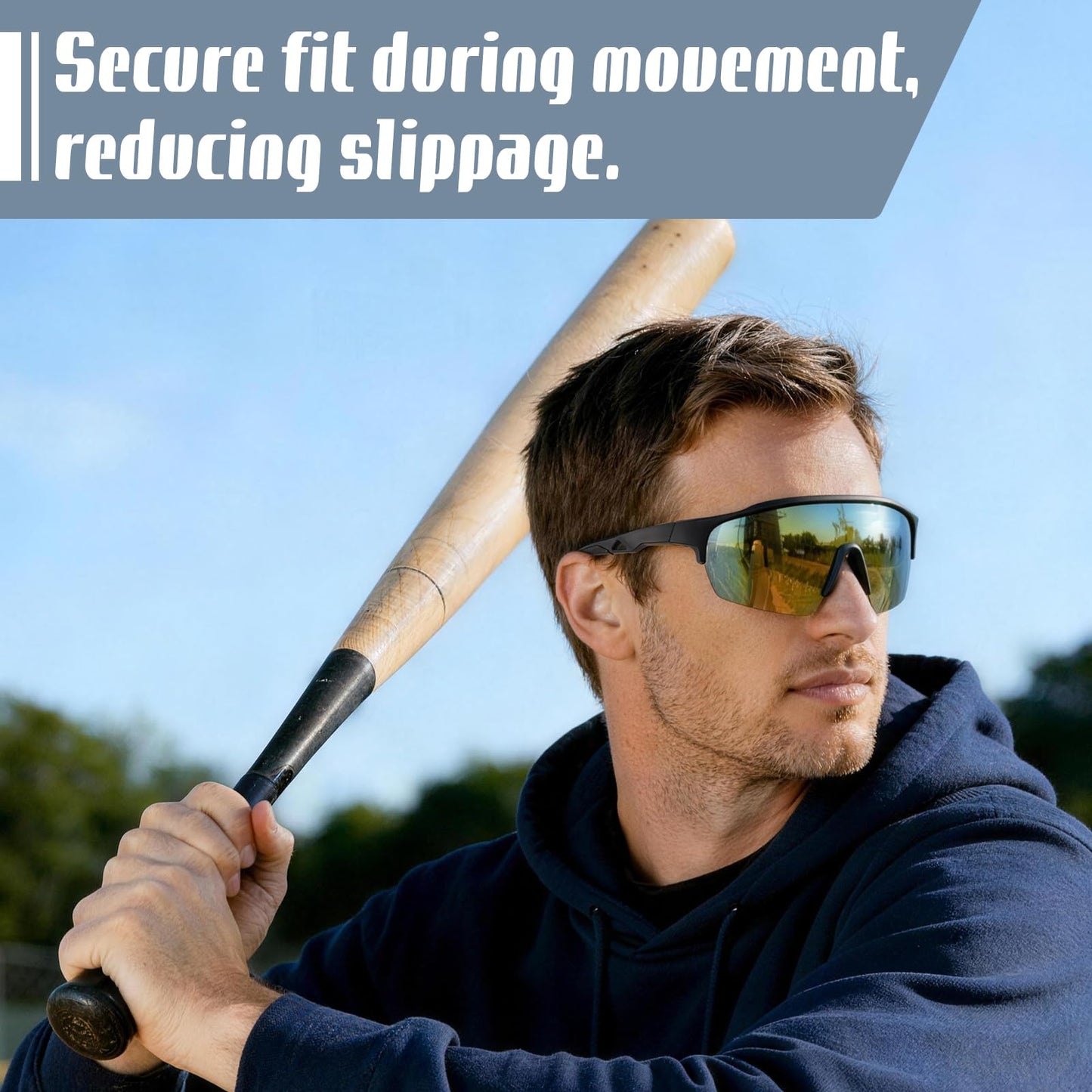 JATEBI 3 Pack Baseball Sunglasses for Men - UV400 Protection Mens Sunglasses Lightweight Wrap Around Sun Glasses for Running, Cycling, Sports, Fishing