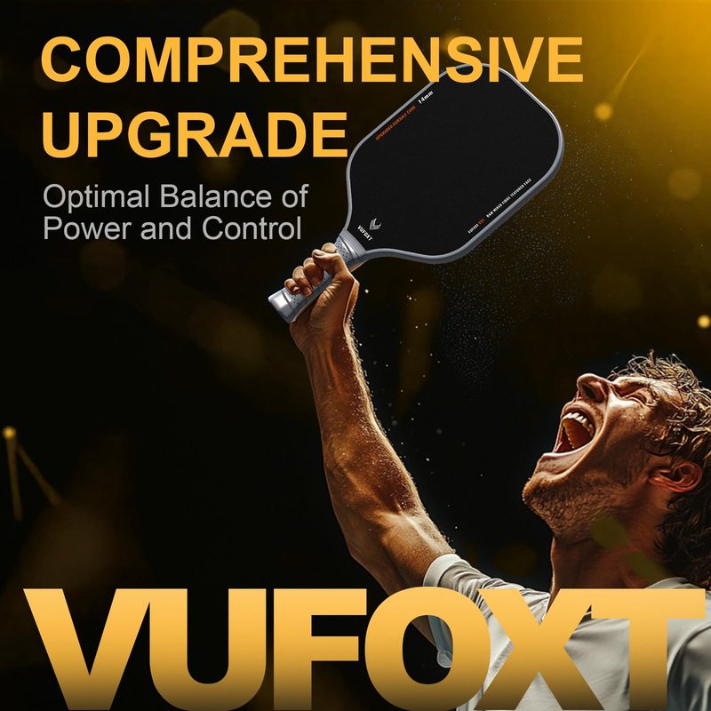 Pickleball Paddles Set of 2, Lightweight Raw Carbon and Glass Fiber Surface Pickleball Racket Set with 14mm PP Honeycomb Core, USAPA Compliant, 4 Pickle Balls, 4 Tapes, 1Bag, 1 Paddle Cleaner