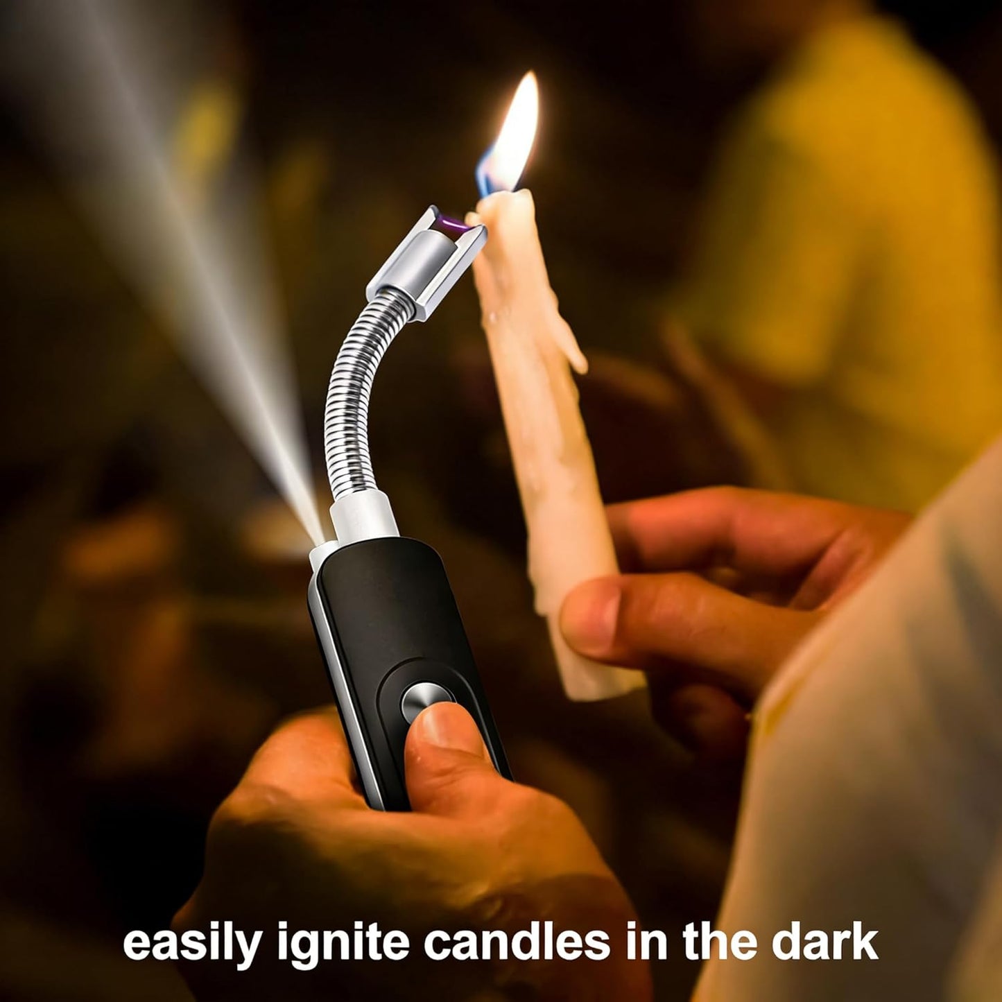 Skiennix Flameless Plasma Arc Electric Lighter - USB Rechargeable, Long Flexible Neck, Safety Switch | Black