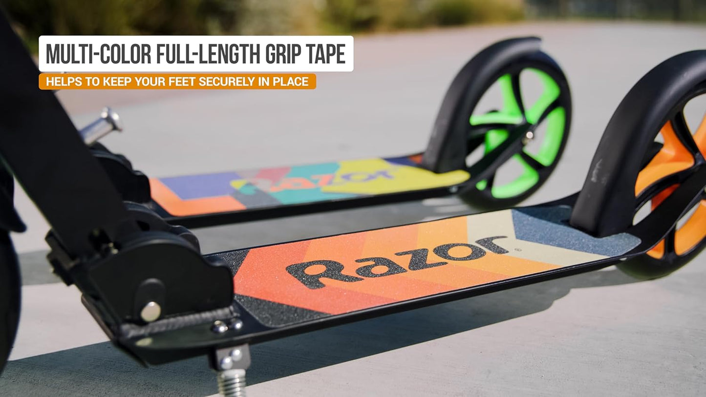 Razor A5 Lux Kick Scooter - Durable 8" Urethane Wheels, Anodized Finish, Bold Colors | For Kids Ages 8+