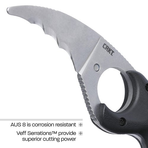 CRKT Bear Claw Fixed Blade Knife with Sheath: Hawkbill with AUS 8 Steel Blade, Glass-Reinforced Nylon Handle, 2511