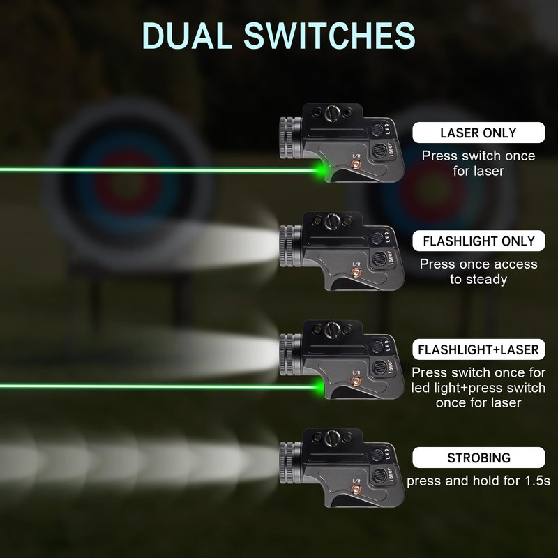 Zolmods Pistol and Rifle Flashlight Laser Sight,Green Laser Light Combo,Magnetic Charging Flashlight Laser Combo,Picatinny Gun Light Lasers Used for Outdoor Hunting and Aiming Targets
