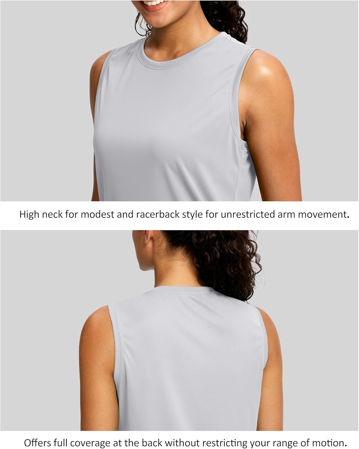 SANTINY Women's Athletic Tank Tops - Breathable Lightweight Sleeveless Workout Shirts for Yoga & Running