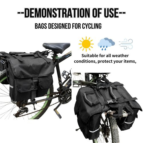 GlneYos Rear Bike Rack Bag Bicycle Ebike Saddle Bag Cycling Pannier Trunk waterproof Bicycle Rear Seat Bag with Reflector & Adjustable Orange