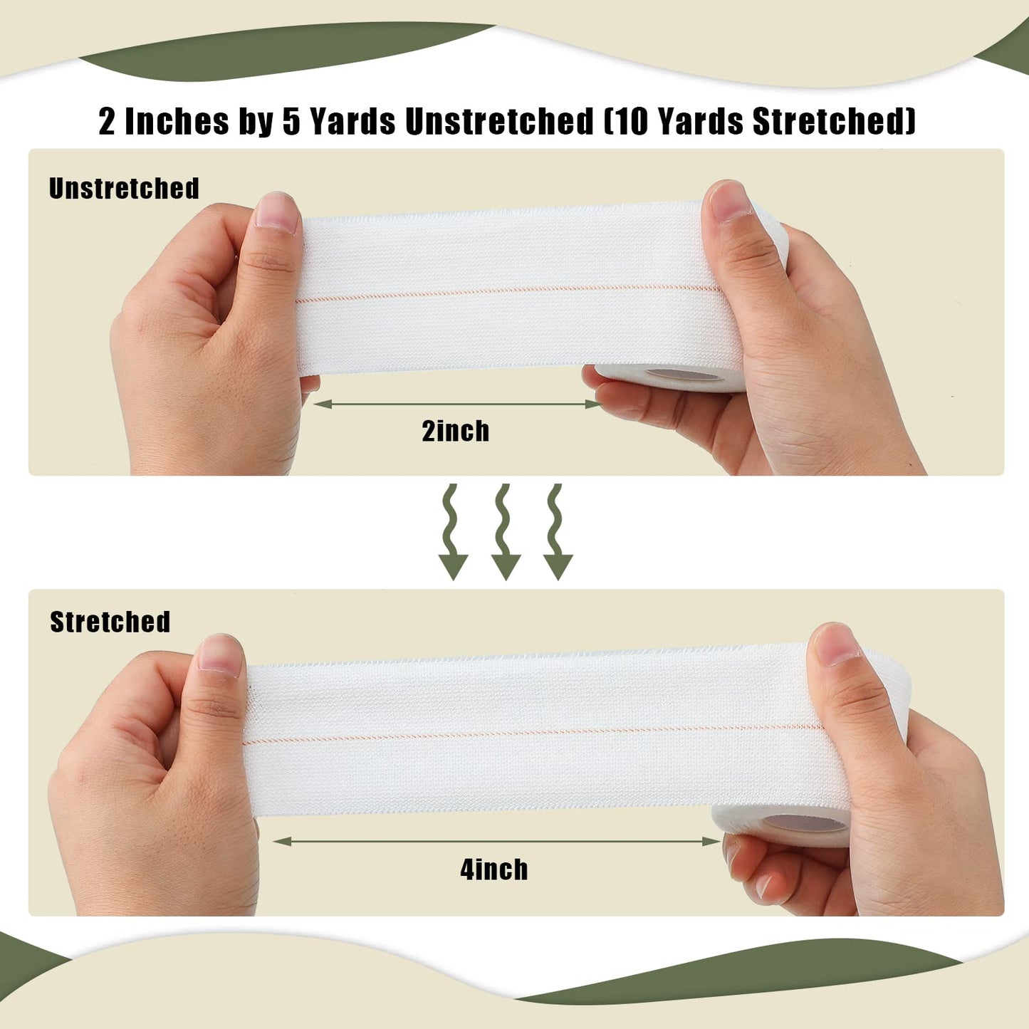 Nuanchu 2 Rolls Adhesive Elastic Tape Bandage Wrap Flexible Stretch Bandages for Sports Ankle, Knee and Wrist Pet Vet Horses Wrap(2 Inch Wide,White)