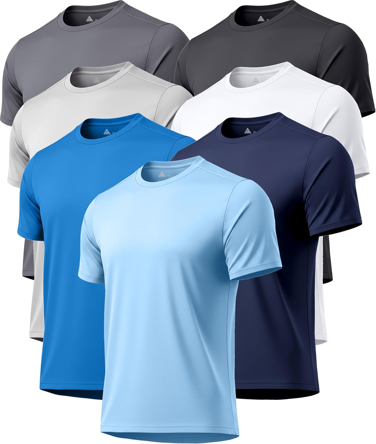 ZITY 7-Pack Men's UPF 50+ Rashguard T-Shirts - Fast-Dry Athletic Workout & Swim Tees