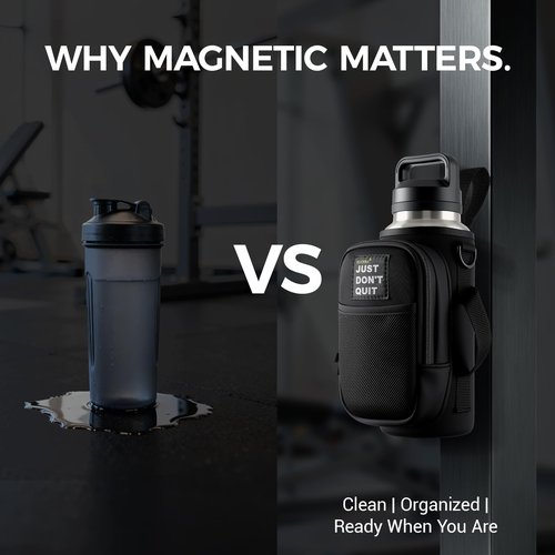 Magnetic Water Bottle Holder for Steel Gym Equipment, Hands-Free Bottle & Phone Carry for Training Sessions, Fits 24–40 oz Bottles, Neoprene Crossbody Carrier Bag
