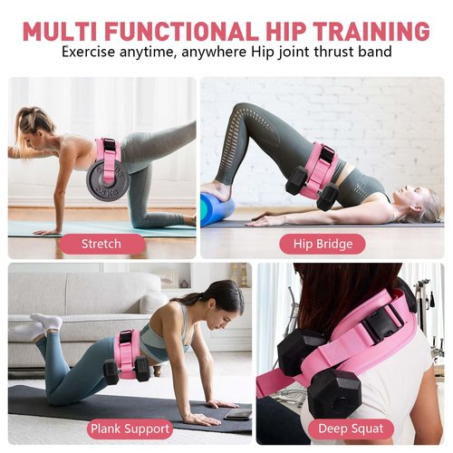 Hip Thrust Belt - Dumbbell Hip Thrust Belt - Premium Leather Thickened & Widen, Comfortable for Dumbbells, Kettlebells or Plates, Slip Padding, Gym or Home Workouts (deep pink)