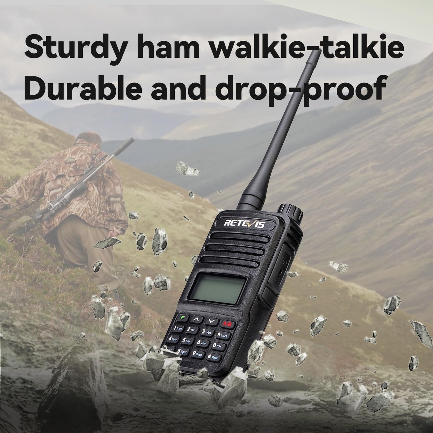 Retevis RT85 Handheld Ham Radio,Emergency Walkie Talkies Long Range,Dual Band,Built in VFO,200CH,VOX,FM,DTMF,Flashlight,1400mAh,Portable Two Way Radio for Survival Preppers Snowstorm Off-Grid(2 Pack)