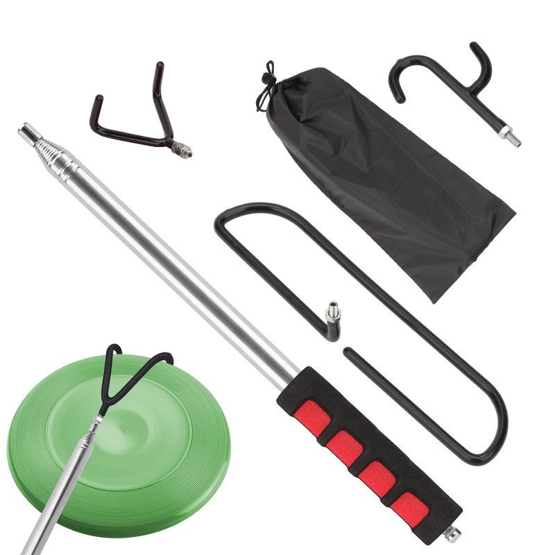 Bgzdxhxyr Disc Golf Retriever Pole, 10 Foot Extendable Pole with 3 Hooks, Disc Golf Retriever Accessories to Retrieve Discs in Water, Trees, Bushes, Rocks
