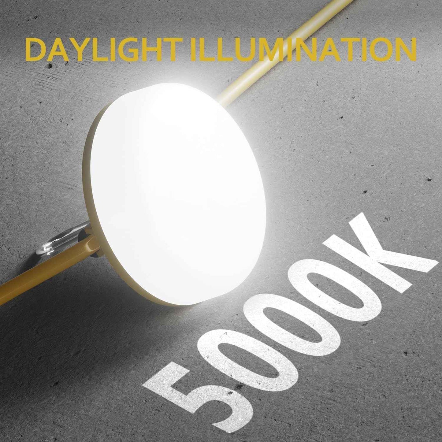 50FT LED Construction String Lights - 5000LM Daylight, IP65 Waterproof, 50W Temporary Work Lighting for Indoor/Outdoor Use