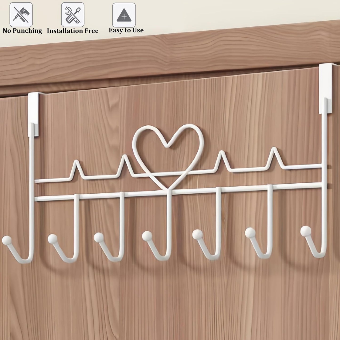 Over The Door Hook, Over Door Hanger for Coat, Towel, Bag, Robe (1 Pack, White)