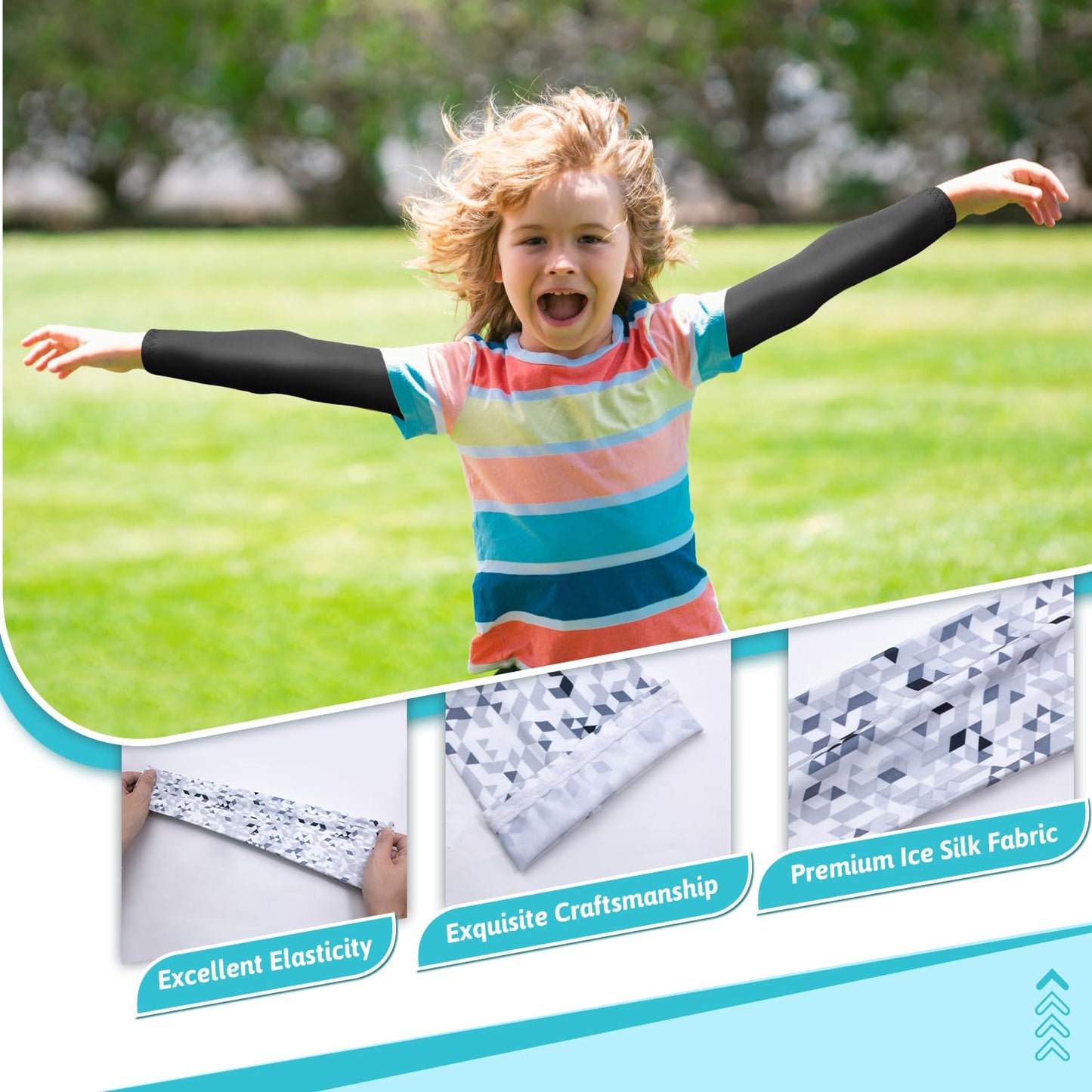 Mlurcu Baseball Arm Sleeves for Kids - 5 Pairs UV Sun Protection Cooling Sleeves for Outdoor Sports