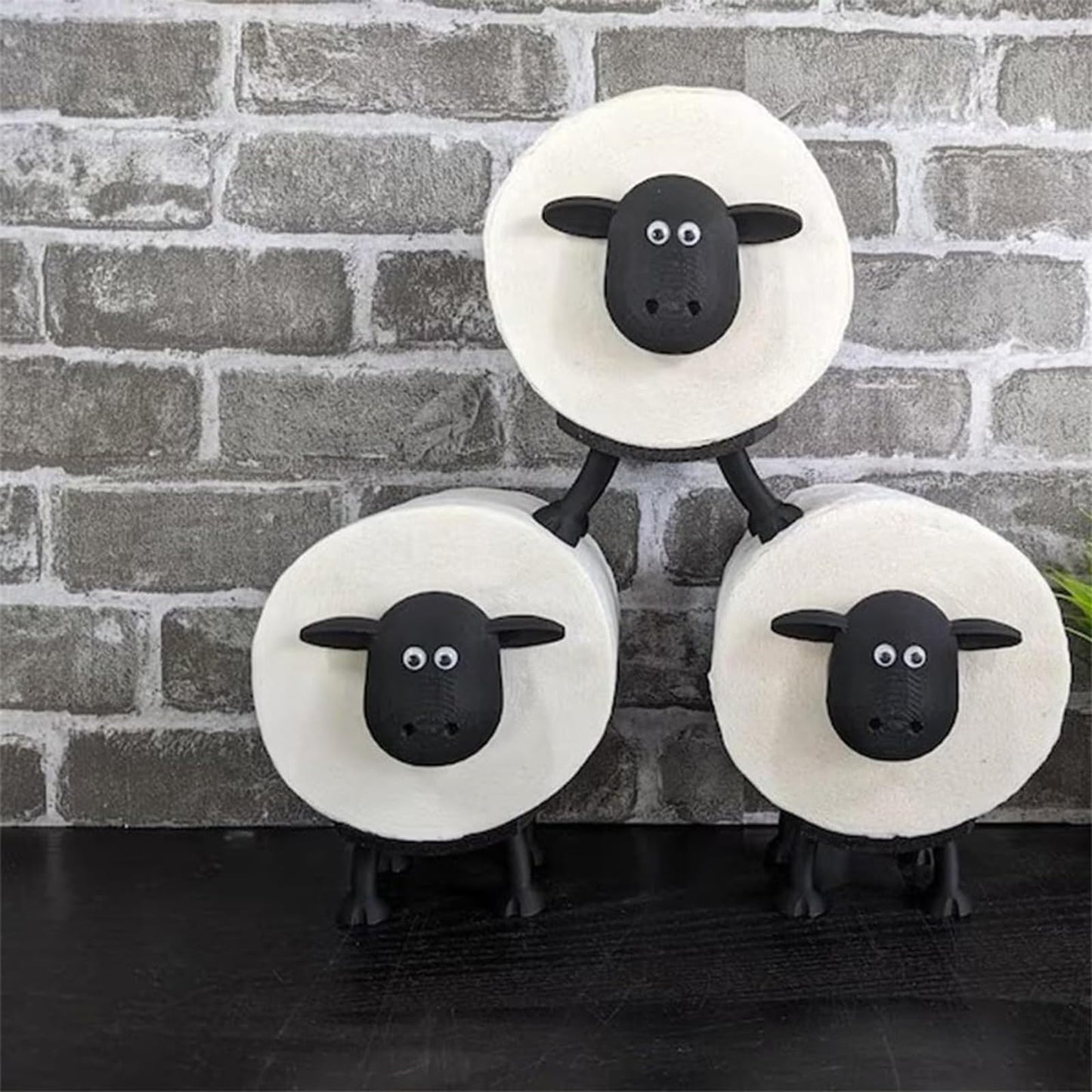 3Pcs Sheep Toilet Roll Holde, Tissue Paper Storage Stand, Black Sheep Loo Roll Holder, Toilet Paper Holder Bathroom Set for Bathroom Shelf Housewarming Gift Bathroom Stand Table Counter Decor