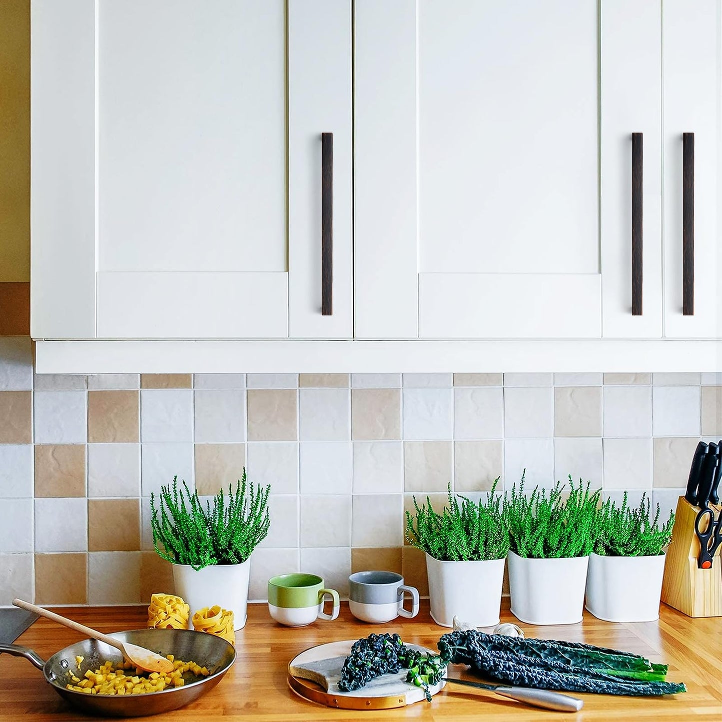 Ravinte 30 Pack Solid 6-1/4 Inch Square Cabinet Handles - Oil-Rubbed Bronze Pulls for Drawers and Kitchen Cabinets - Hardware Handles