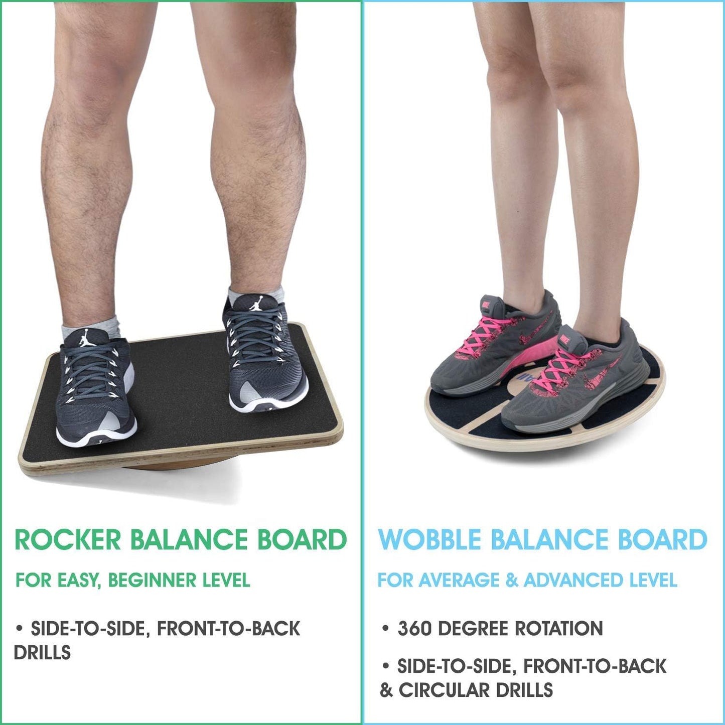 Yes4All 350LBS Wooden Balance Board - Anti-Slip Wobble Board for Leg Workouts | Ideal for Standing Desks