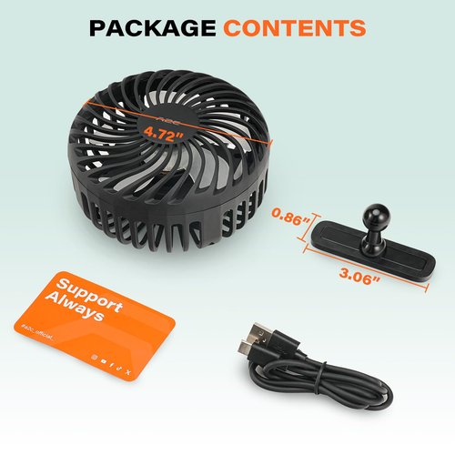 A2C Golf Cart Fan Rechargeable Magnetic Base Battery Operated Portable Fan 3 Speeds 4000 RPM Strong Airflow Compatible with Yamaha, EZGO, Club Car - 360° Rotatable Golf Cart & Cruise Ship Accessories