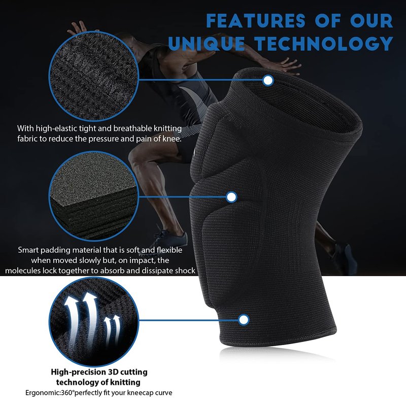 Racbeuk Volleyball Knee Pads,Knee Compression Sleeve Support for Men Women with High Protection Pads,Professional Grade Knee Pads for Running,Meniscus Tear,ACL,Arthritis,Joint Pain Relief
