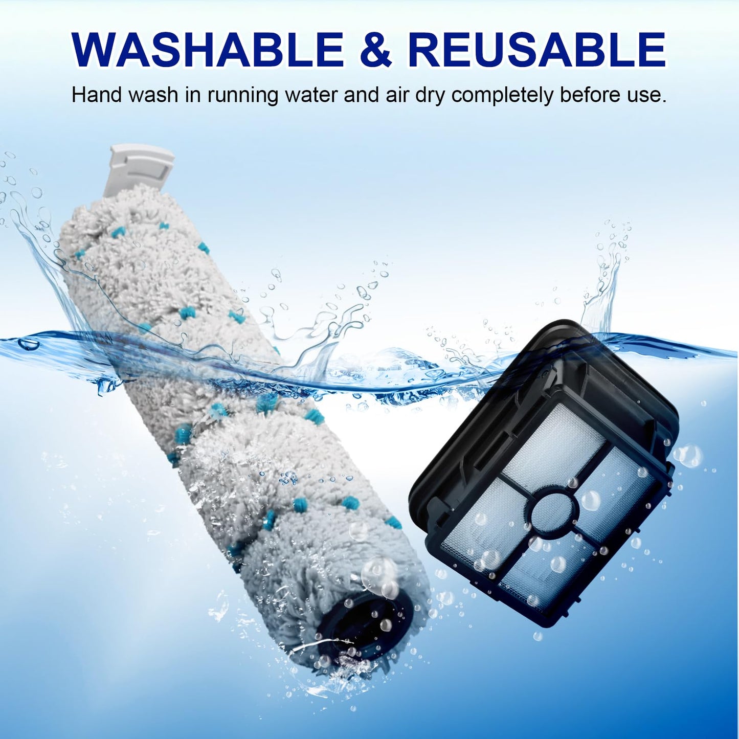 Lemige Brush and Filter Replacement Parts for Bissell CrossWave Max 2554 2590 2593 2596 for HydroSteam Plus 35151 3515 35152 3513 3518 Vacuum, 2 Pack Multi-Surface Brush Rolls 2787 Vacuum Filters 1866