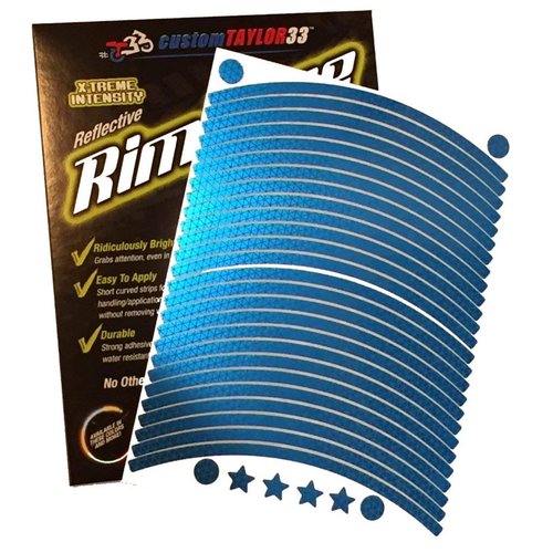 customTAYLOR33 New Special Edition Baby Blue High Intensity Grade Reflective Copyrighted Safety Rim Tapes, 17" (Rim Size for Most SportsBikes)