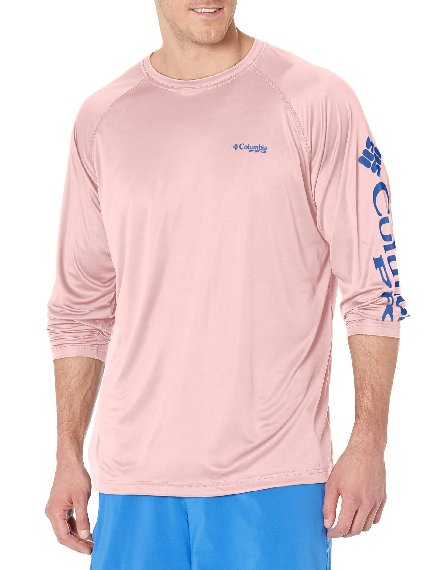 Columbia Men's Terminal Tackle Long Sleeve Shirt, Cherry Blossom/Vivid Blue, XX-Large