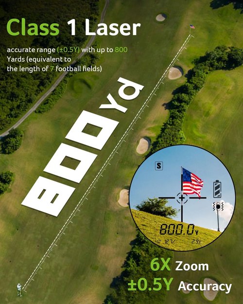 Acer Golf Rangefinder - 800/1200 Yards with Slope, 6X Magnification & Vibration Lock | Rechargeable Battery