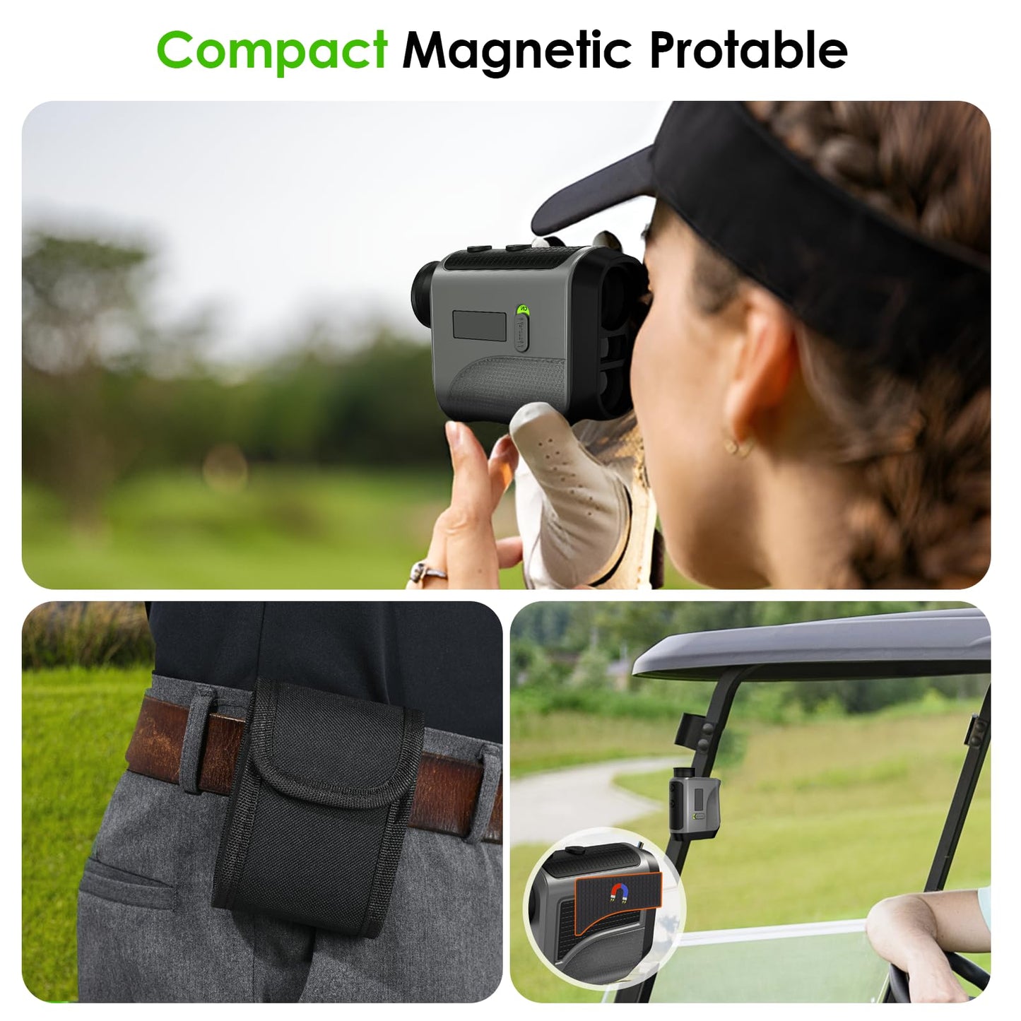 Golf Rangefinder with Slope and Pin Lock Vibration, 1200 Yards Laser Range Finder for Golf & Hunting, 7X Magnification, Rechargeable Rangefinders with Magnetic Stripe IP54 Waterproof (Grey)