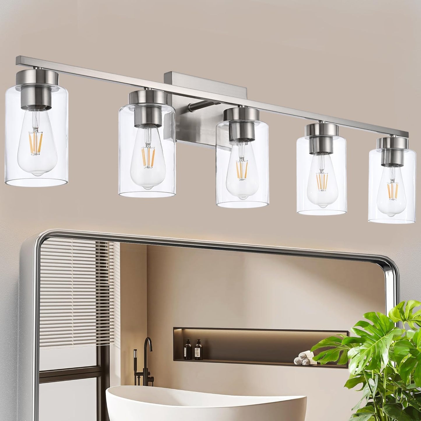 Modern 3-Light Bathroom Vanity Light in Brushed Gold with Clear Glass Shades