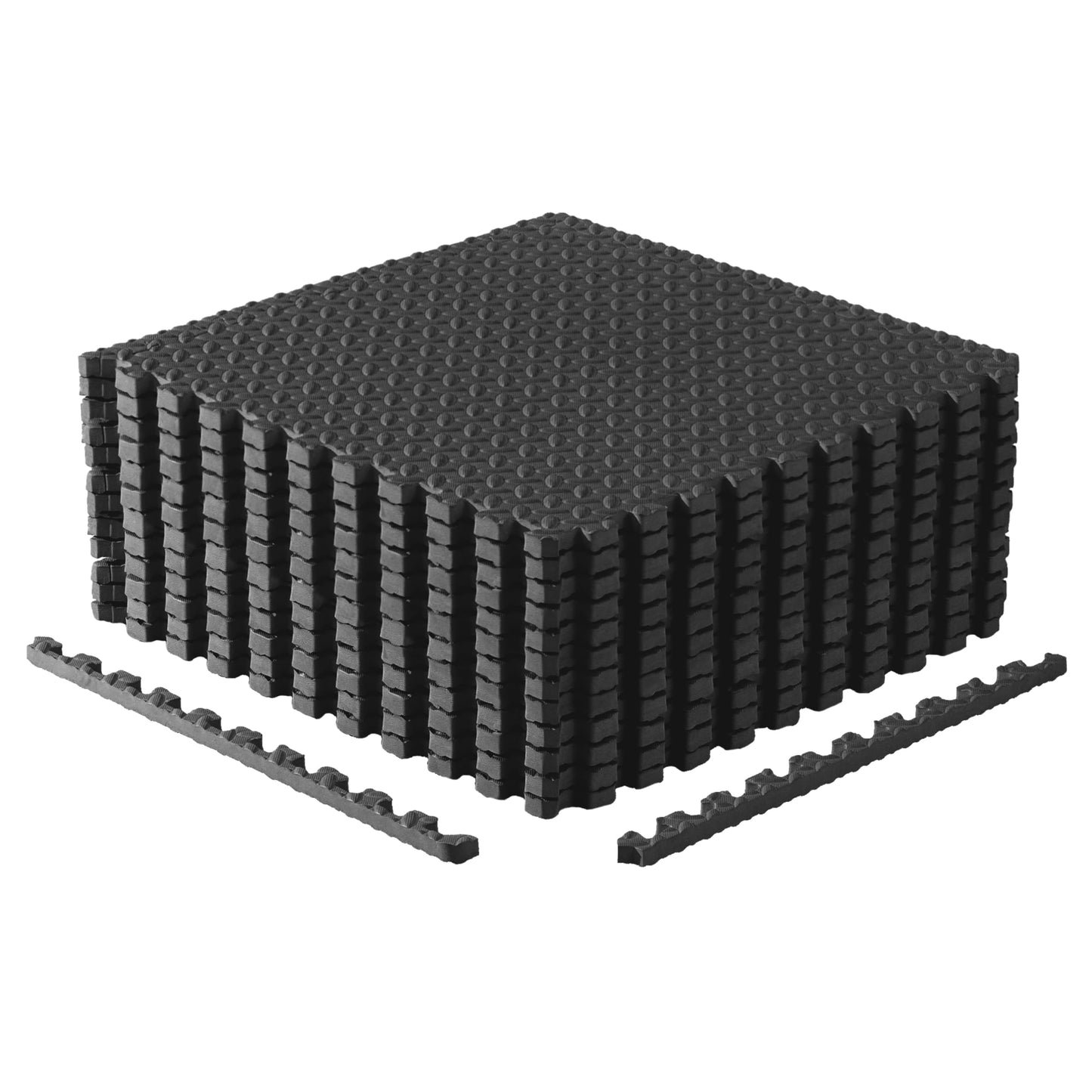 CAP Barbell 3/4-Inch Interlocking EVA Foam Exercise Puzzle Mats - 2 Pack | 24" x 24" x 3/4" | Diamond Pattern - Black