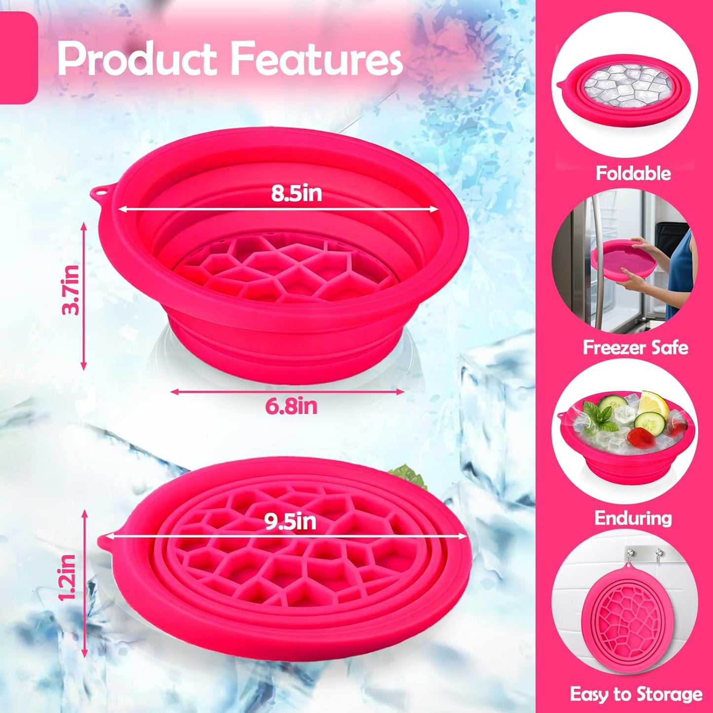 XANGNIER Face Bowl - Collapsible Silicone Ice Bath for Cold Plunge Therapy | Black Spa Tool for Skin Tightening & Acne Relief