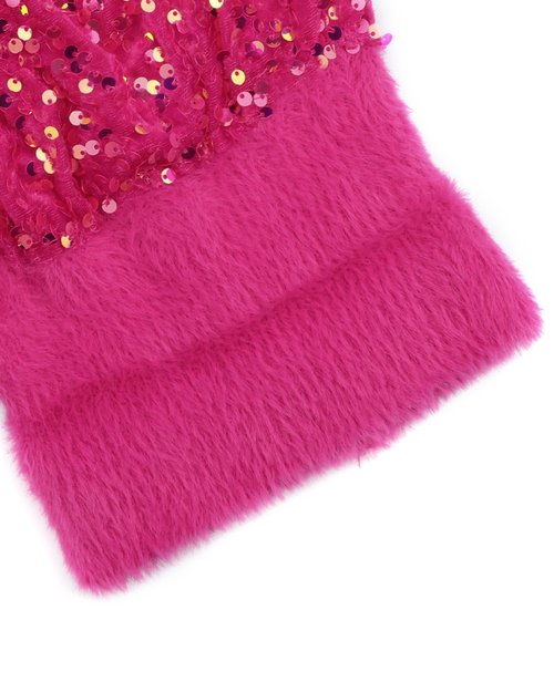 Caviotess Sparkly Sequins Beanies for Women Girls Warm Velvet Winter Hat Knit Skull Cap with Faux Fur Pom Pom
