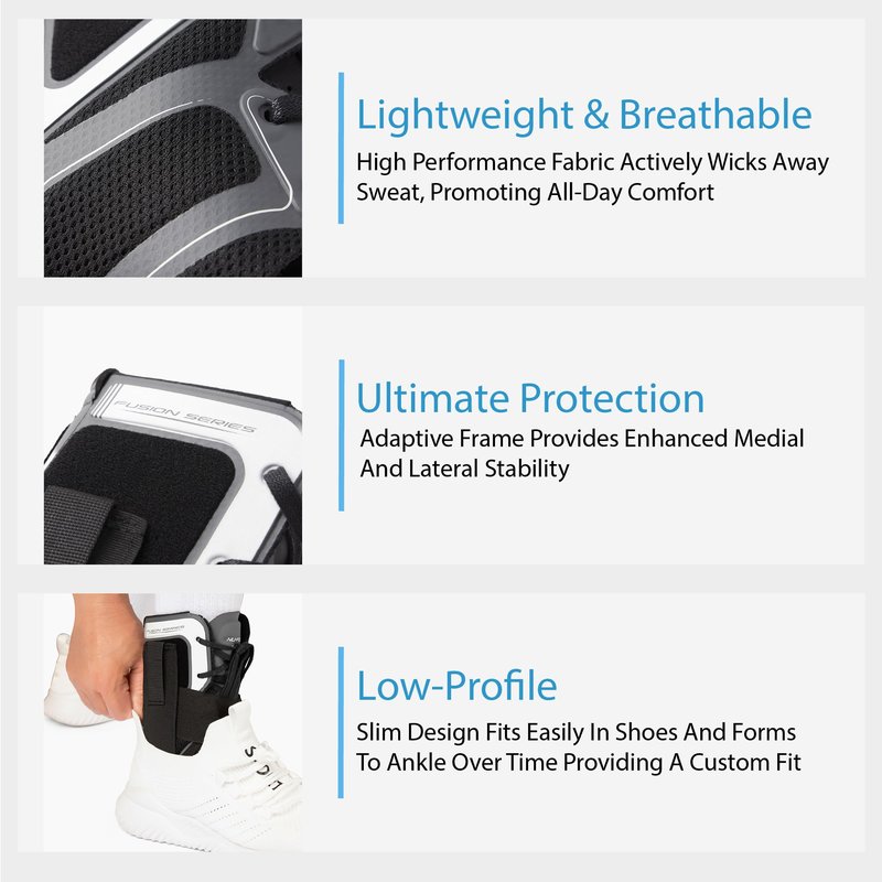 Ovation Medical Nu-Form Ankle Brace - Premium, Low Profile Ankle Stabilizer and Ankle Compression Brace - Breathable Ankle Brace for Sports, Ankle Sprains, Injury Recovery Support, & More (Large)