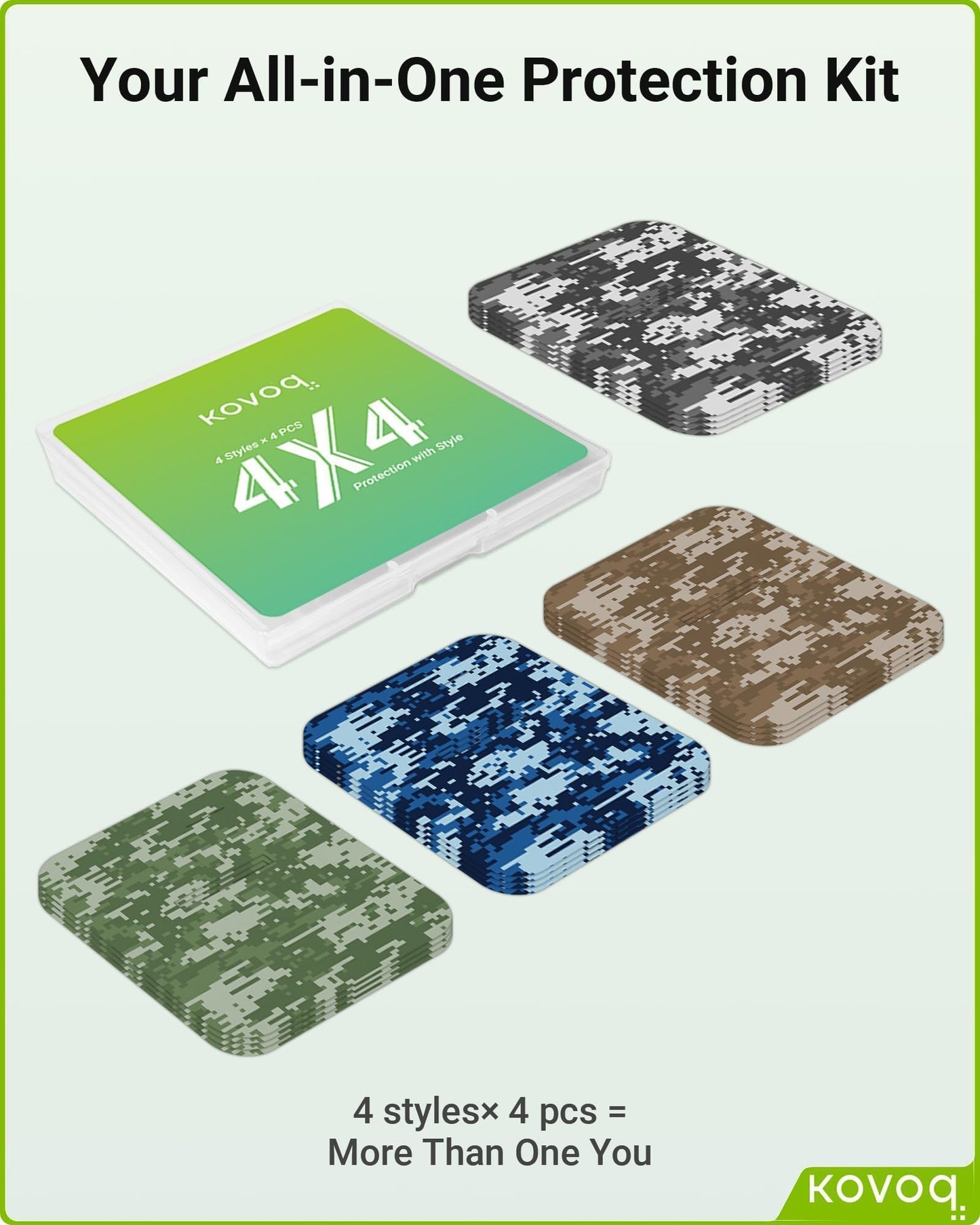 Kovoq Tandem Mobi Adhesive Sleeve, 16 Pack Overpatch Waterproof Pockets for Tandem Mobi Insulin Pump, Breathable Latex-Free and Hypoallergenic, 10+ Days Secure Hold with Case (Camo)