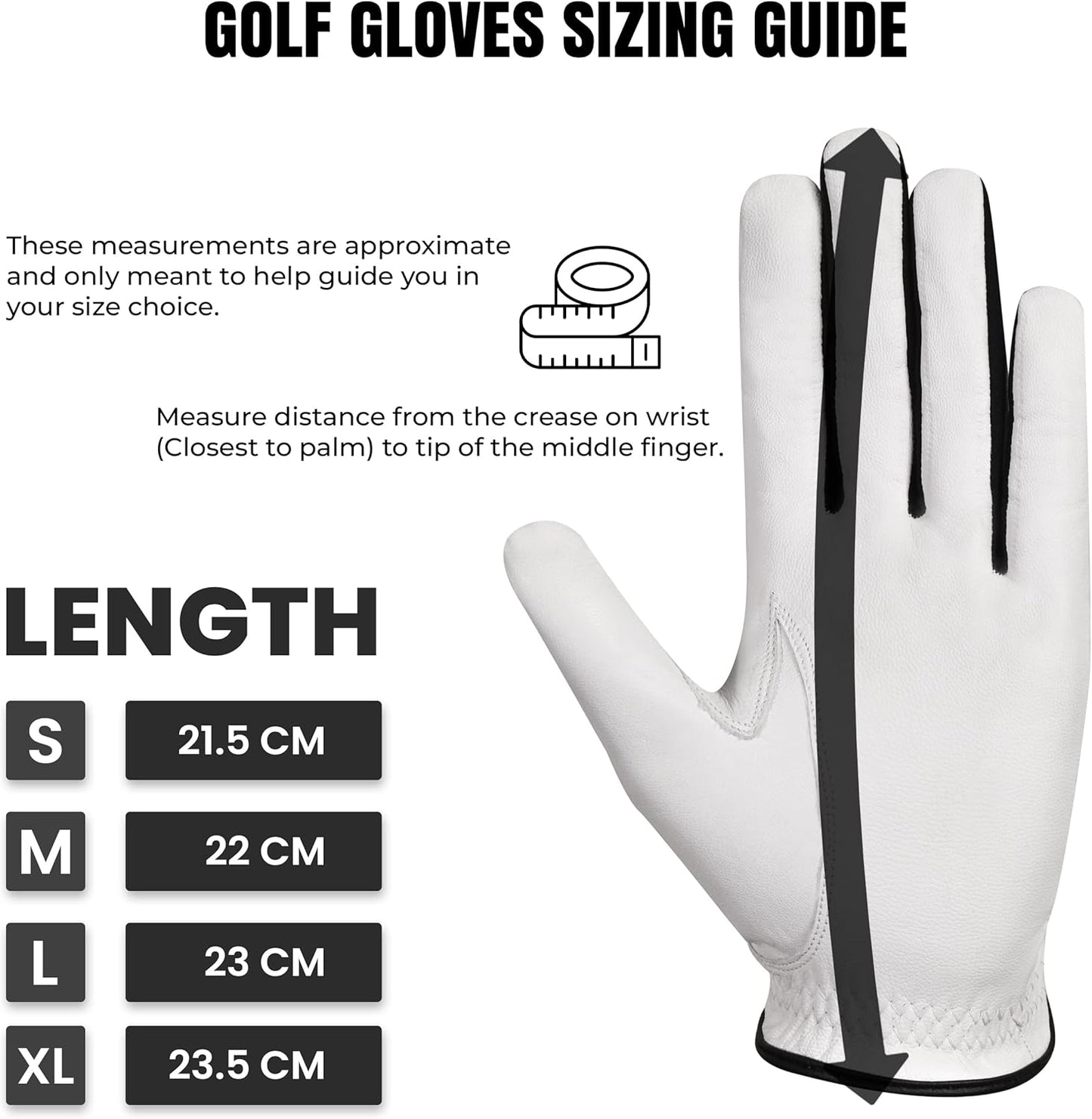 Skiennix Premium Leather Golf Glove - Classic White for Men | Left & Right Hand Options