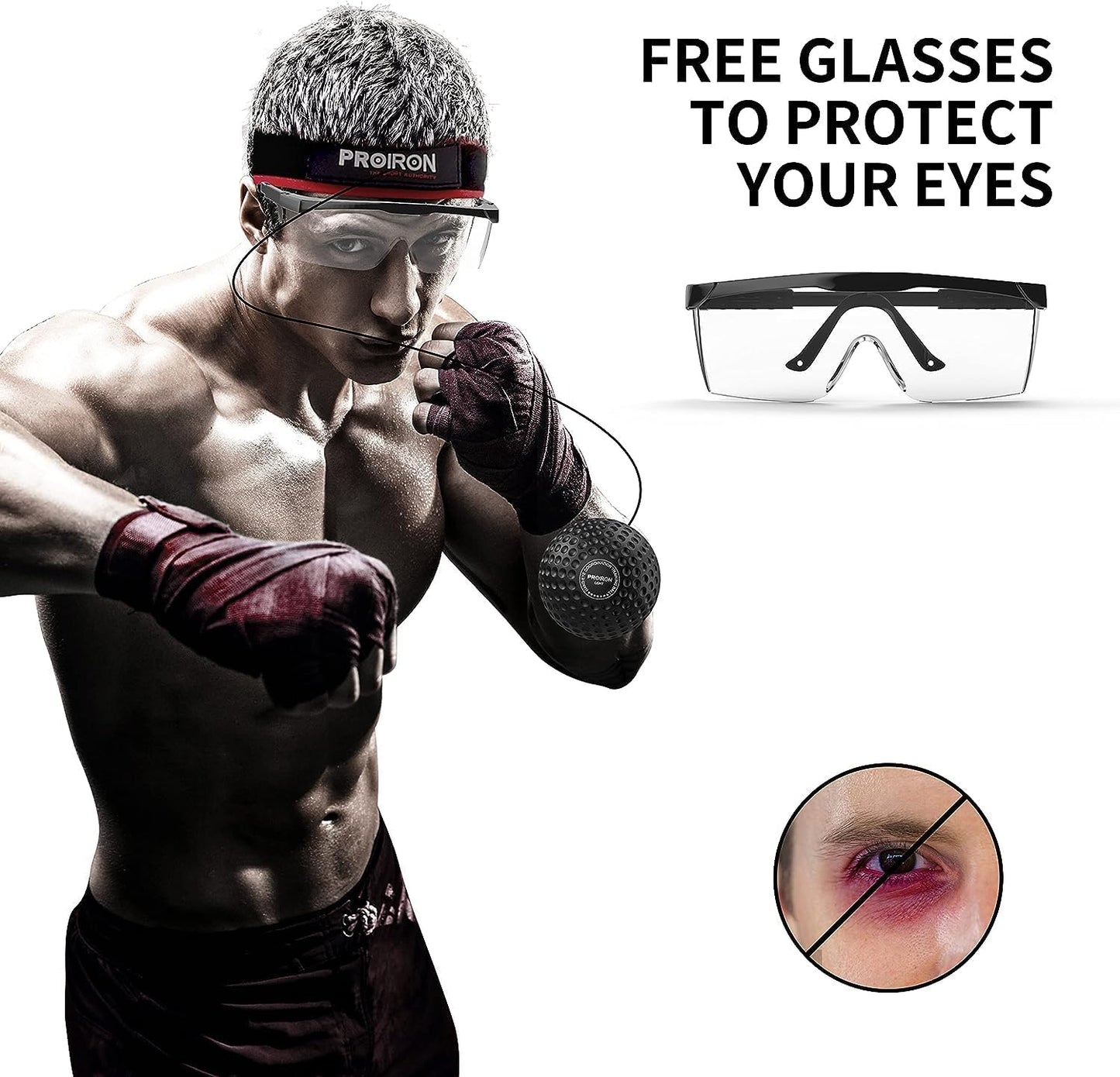 PROIRON Boxing Reflex Ball Set - Enhance Hand-Eye Coordination | Includes Safety Glasses & 4 Balls