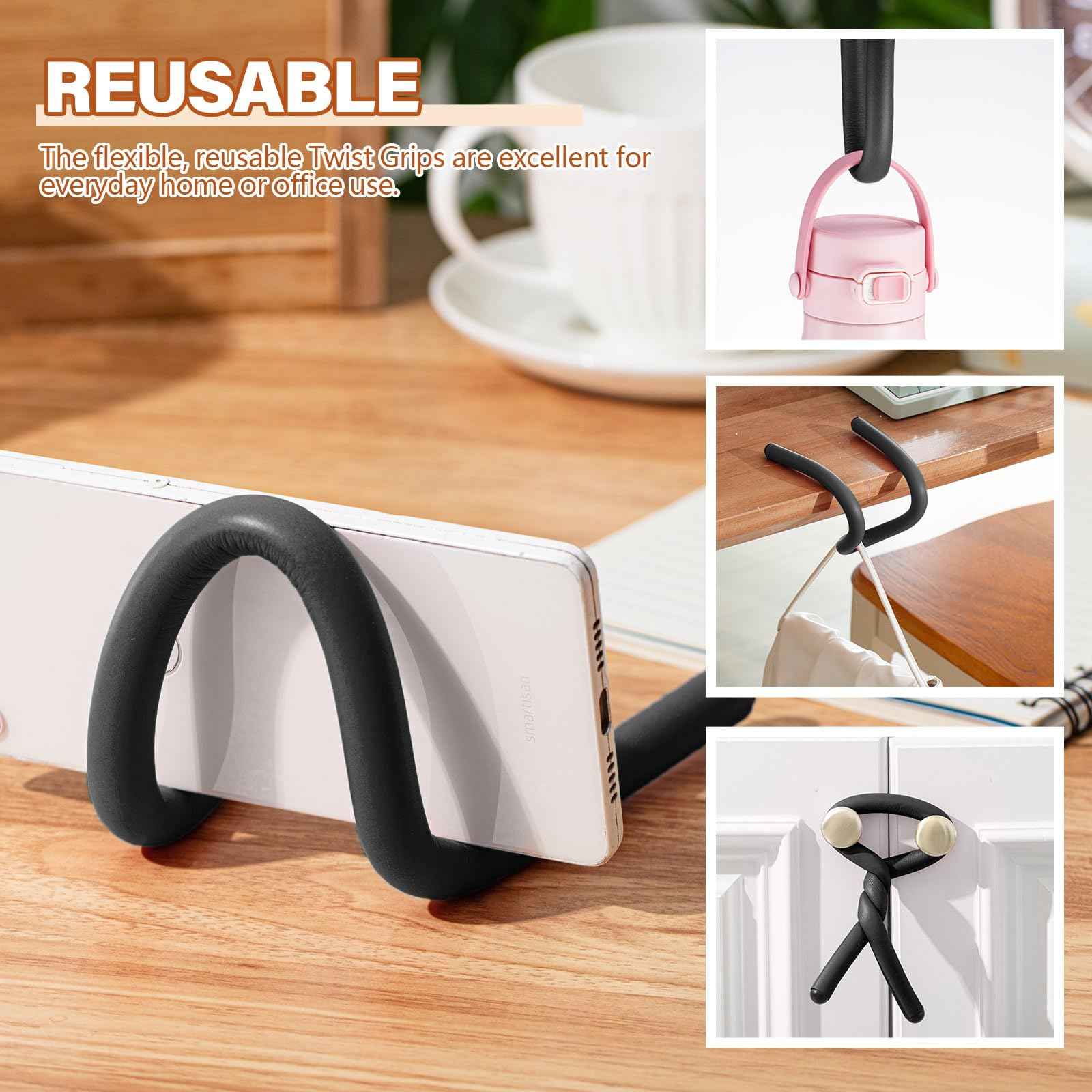 Ninehaoou 20 Pcs 17 Inch EVA Foam Twist Rubber Ties Reusable Bendable Cable Tie Straps Flexible Heavy Duty Twisty Ties for Organizing Cords Bundling (Black)