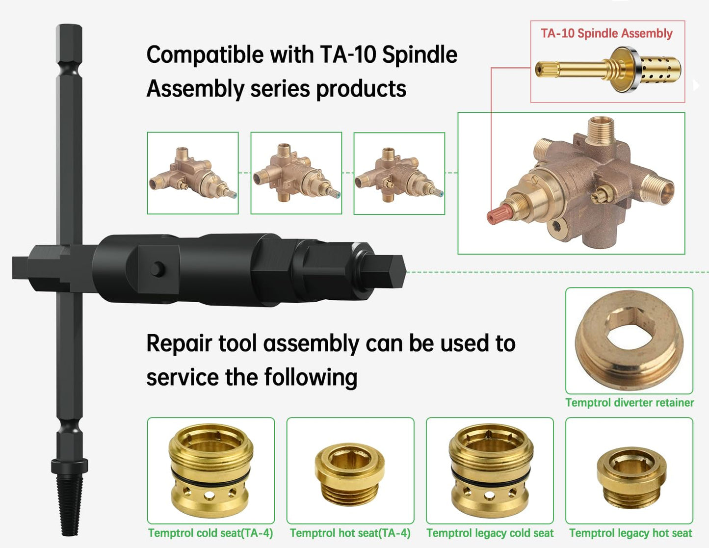 Upgraded Extractor Tool for Symmons Temptrol Valves, Set Includes Extractors Classic & Evolve,Diverter,Drill,Manual&Power Wrench Removal Rebuild Shower Set Kit,Tool Removes Hot Cold Seats,Alloy Steel