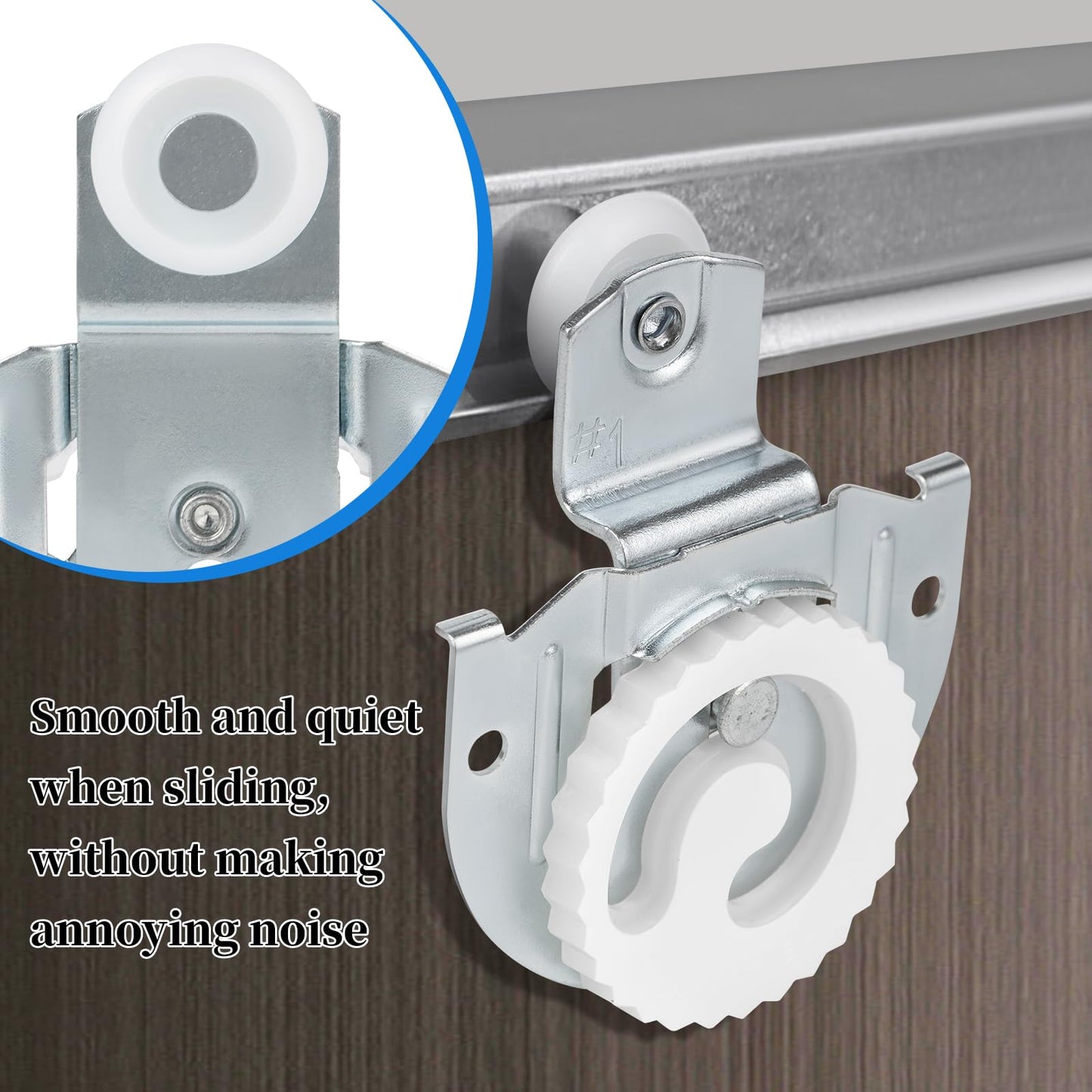 Sliding Closet Door Hardware Set, Sliding Wardrobe Door Hardware Roller Kit Includes Knob Adjustable Door Hooks and Screws
