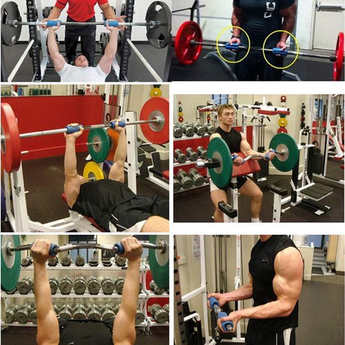 Grip Fat Bar,Dumbbell Fat Barbell Grips, Thick Bar Grips for Weightlifting Fitness Bar Handle Silicone Non-Slip Protective Pad,1 Pair of Blue