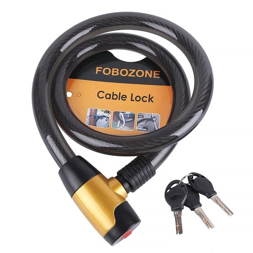 FOBOZONE Bike Cable Lock with Keys, 4FT x 23 mm Bike Lock Cable, Durable Steel, Anti-Theft Outdoor Waterproof Locks for Bike, Ebike, Scooter, Motorcycle, Warehouse, Fence Shed, Gate
