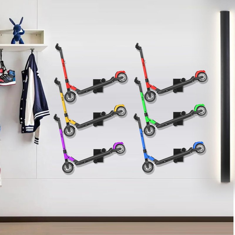 HAVXJAN Scooter Wall Mount, Metal Organizer Black Holder for Scooter Vertical Space Saver Scooter Rack, Scooter Stand for Garage, Living Room, Shop (1 Tier-2 Packs)