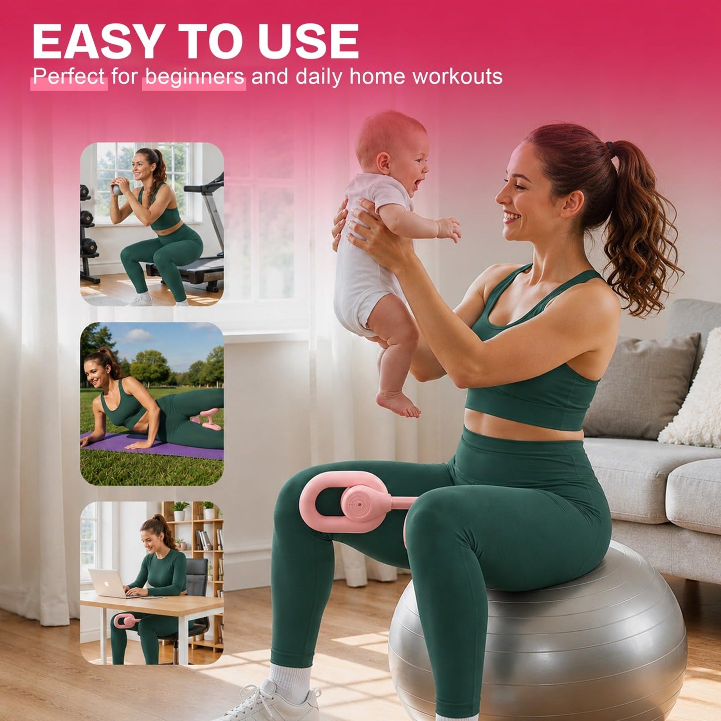 Thigh Trainer for Women, Thigh Master, 360° Rotating Pelvic Floor Muscle Trainer | KegelExerciser for Inner Thigh, Hip & Leg Shaping Compact Home Fitness & Workout Equipment